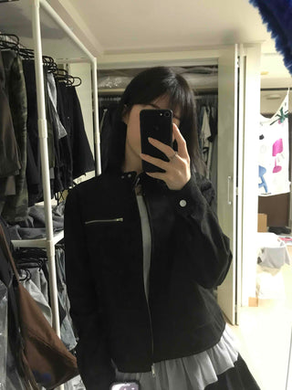 Street Suede Crop Snap Jacket
