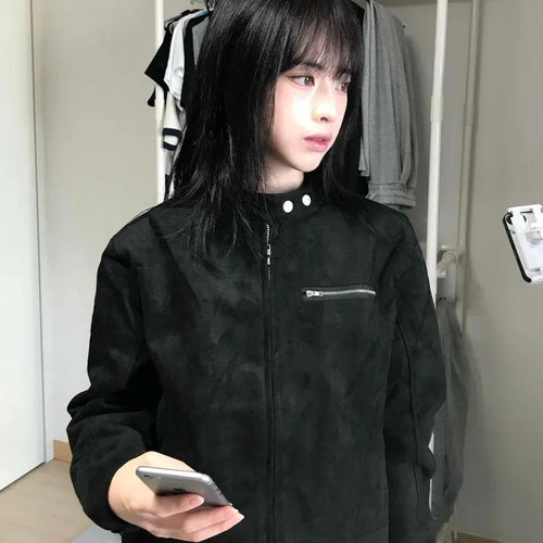 Street Suede Crop Snap Jacket