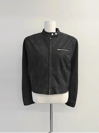 Street Suede Crop Snap Jacket