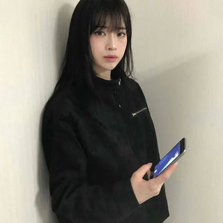 Street Suede Crop Snap Jacket