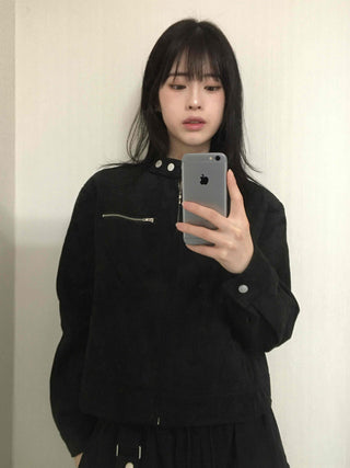 Street Suede Crop Snap Jacket