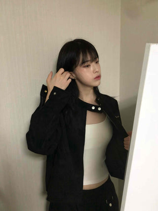 Street Suede Crop Snap Jacket