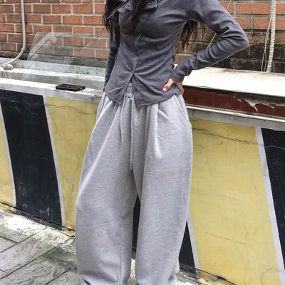 Comfort Hem Stopper Elastic Wide Long Pants