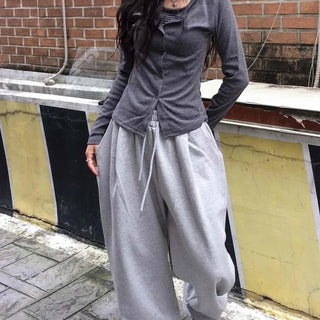 Comfort Hem Stopper Elastic Wide Long Pants