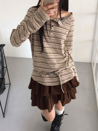 Vintage Delicate Fit Striped Off-Shoulder Top