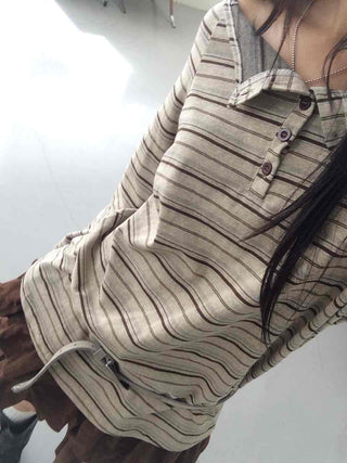 Vintage Delicate Fit Striped Off-Shoulder Top