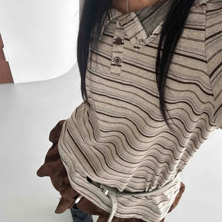 Vintage Delicate Fit Striped Off-Shoulder Top