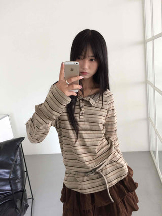 Vintage Delicate Fit Striped Off-Shoulder Top
