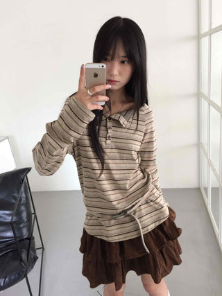 Vintage Delicate Fit Striped Off-Shoulder Top