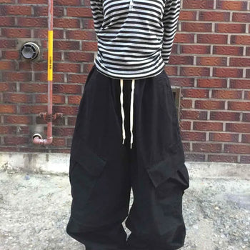 Diagonal Balloon Fit Wide Cargo Long Pants