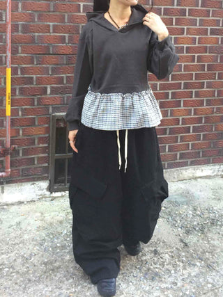 Diagonal Balloon Fit Wide Cargo Long Pants