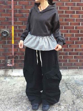 Diagonal Balloon Fit Wide Cargo Long Pants