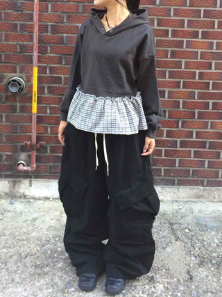 Diagonal Balloon Fit Wide Cargo Long Pants