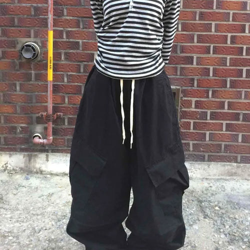 Diagonal Balloon Fit Wide Cargo Long Pants
