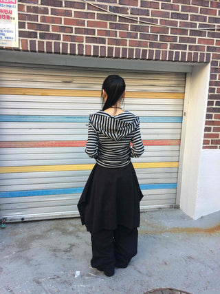 Diagonal Balloon Fit Wide Cargo Long Pants