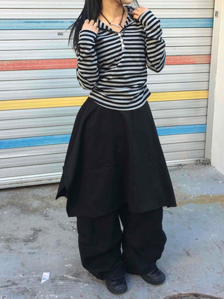 Diagonal Balloon Fit Wide Cargo Long Pants