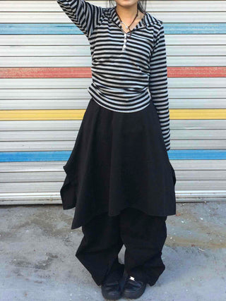 Diagonal Balloon Fit Wide Cargo Long Pants