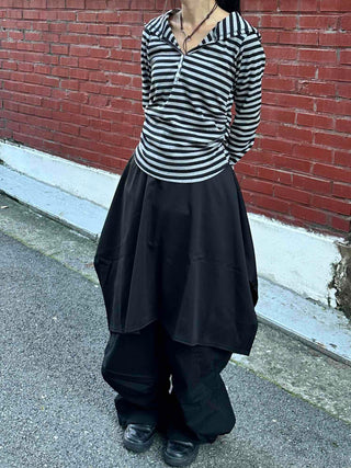 Diagonal Balloon Fit Wide Cargo Long Pants