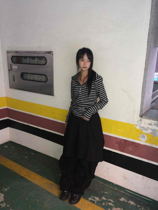 Diagonal Balloon Fit Wide Cargo Long Pants