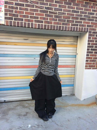 Diagonal Balloon Fit Wide Cargo Long Pants