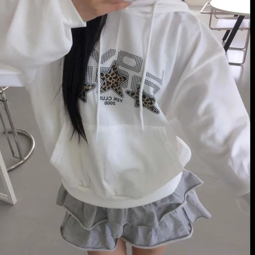 Vintage Loose Fit Autumn Leopard Hoodie
