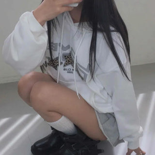 Vintage Loose Fit Autumn Leopard Hoodie