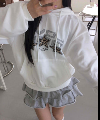 Vintage Loose Fit Autumn Leopard Hoodie