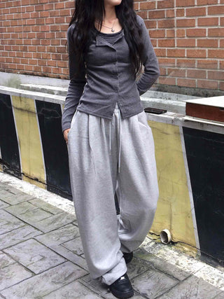 Striped Halter Neck Layered Long Sleeve T-shirt