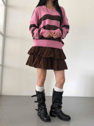Boho Chic Striped Contrast V-Neck Knit
