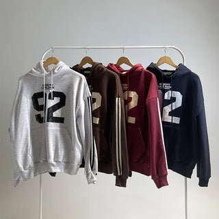 Ayla 92 Track Hoodie Fleece-lined Oversized Daily Lettering Uniform Item