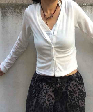 Casual Double Linen Halterneck Cardigan Set