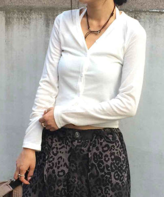 Casual Double Linen Halterneck Cardigan Set