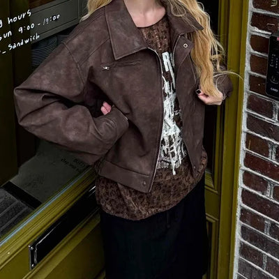 High-Quality Loose-Fit Suede Leather Jacket