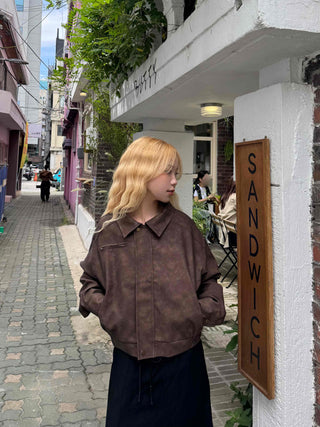 High-Quality Loose-Fit Suede Leather Jacket