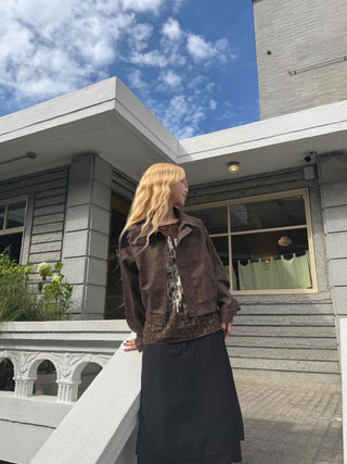 High-Quality Loose-Fit Suede Leather Jacket