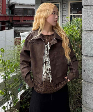 High-Quality Loose-Fit Suede Leather Jacket