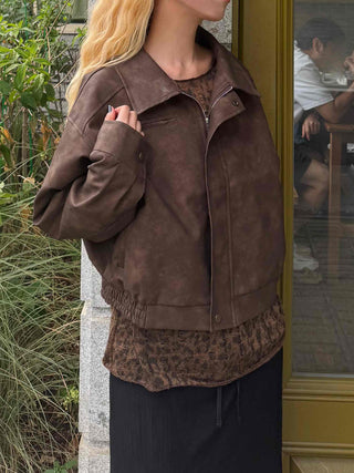 High-Quality Loose-Fit Suede Leather Jacket