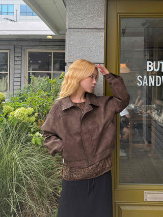 High-Quality Loose-Fit Suede Leather Jacket