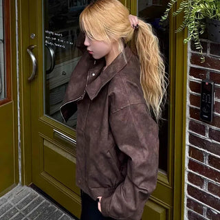 High-Quality Loose-Fit Suede Leather Jacket