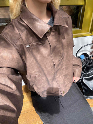 High-Quality Loose-Fit Suede Leather Jacket