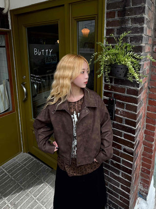 High-Quality Loose-Fit Suede Leather Jacket
