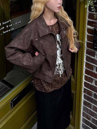 High-Quality Loose-Fit Suede Leather Jacket