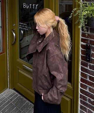 High-Quality Loose-Fit Suede Leather Jacket