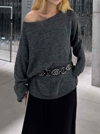 Romantic WoolWool Alpaca One-Shoulder Knit