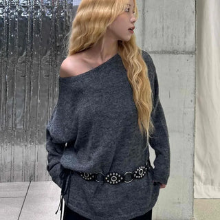 Romantic WoolWool Alpaca One-Shoulder Knit