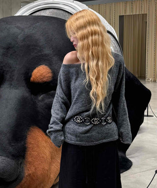 Romantic WoolWool Alpaca One-Shoulder Knit