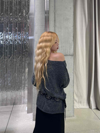 Romantic WoolWool Alpaca One-Shoulder Knit