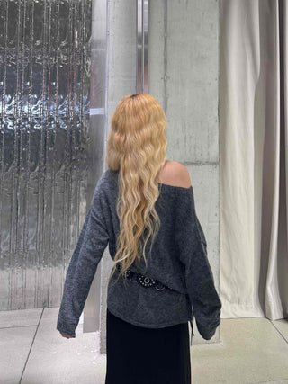 Romantic WoolWool Alpaca One-Shoulder Knit