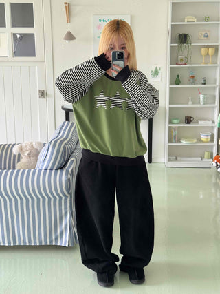 Street Style Striped Patch Sweatshirt