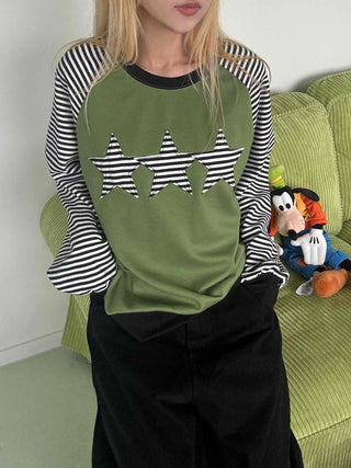 Street Style Striped Patch Sweatshirt